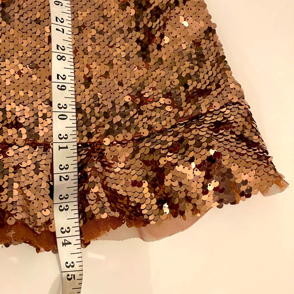 Free People Rose Gold Sequin Formal Evening Holiday Party Dress, Sz 12 - Picture 15 of 15
